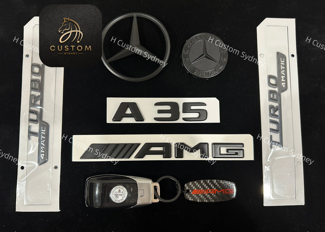 Matte Black A35 AMG Badges Package For Mercedes A35 W177 V177 Exclusive Pack