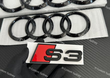 Load image into Gallery viewer, S3 Gloss Black Full Badges Emblems Package For Audi S3 8V 2014-2020 Exclusive Pack
