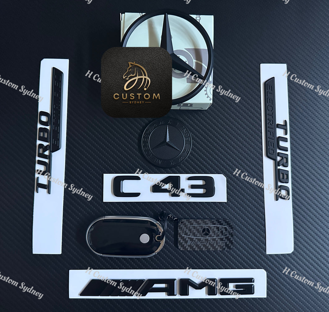 Matte Black C43 Badges Full Package For Mercedes AMG C43 W206 Sedan ONLY