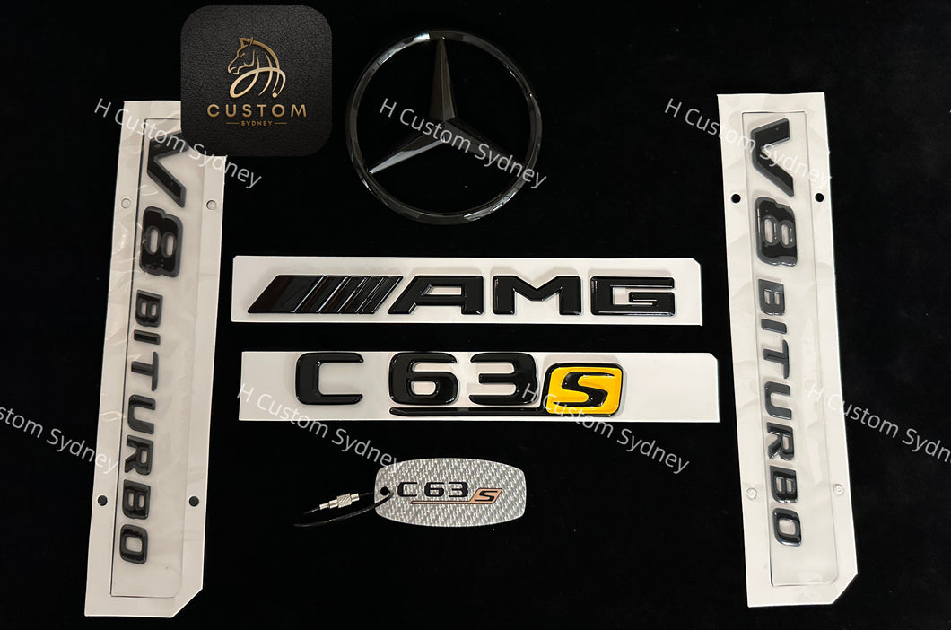 Custom Gloss Black C63S Badges Package For Mercedes C63s W205 C205 S205 2015-2018 Models