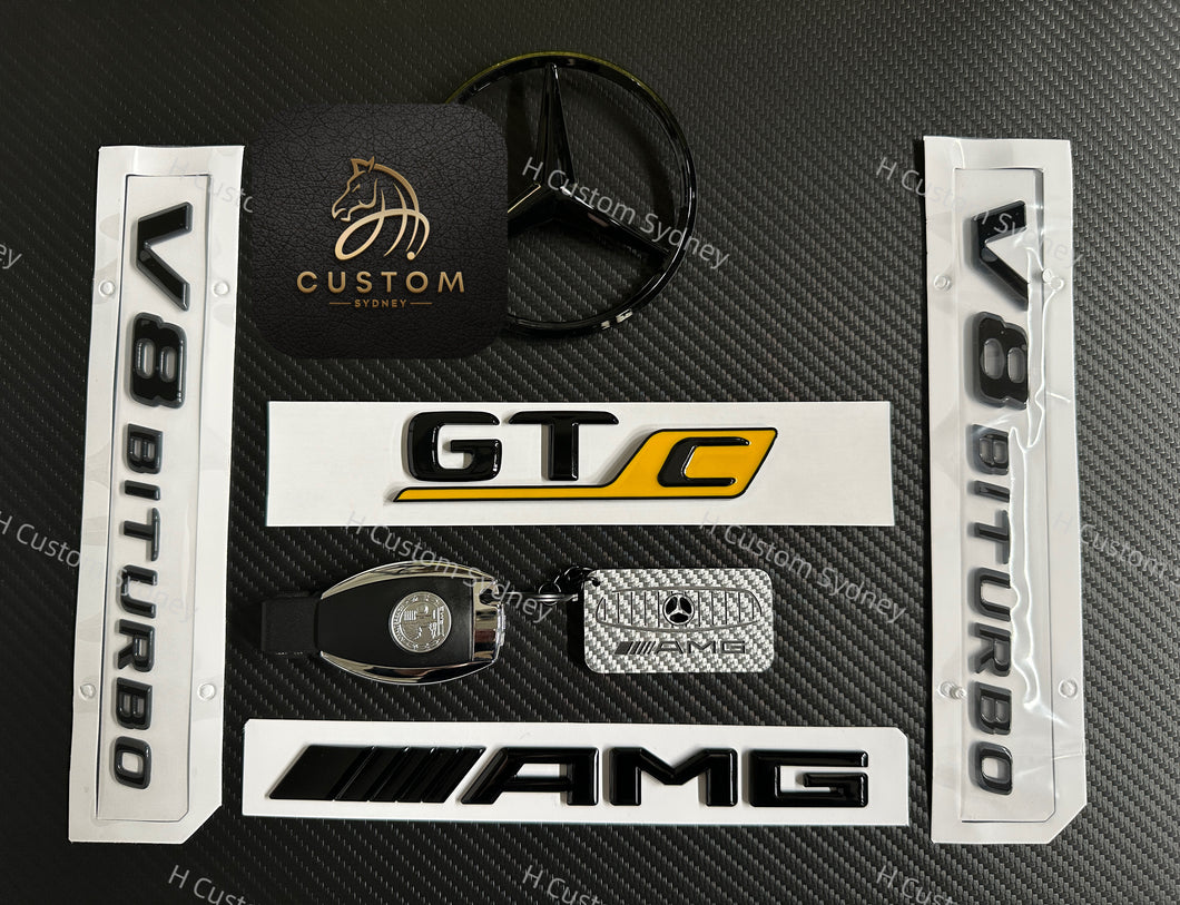 Gloss Black Full Badges Package For Mercedes AMG GTC C190 ONLY Exclusive Pack