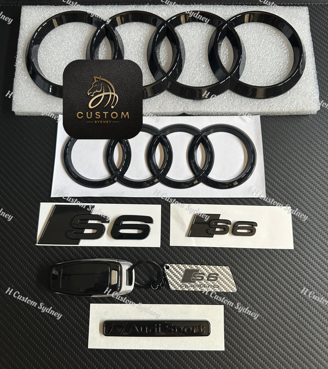 Gloss Full Black S6 Badges Package For Audi S6 C7 C8 Exclusive Pack