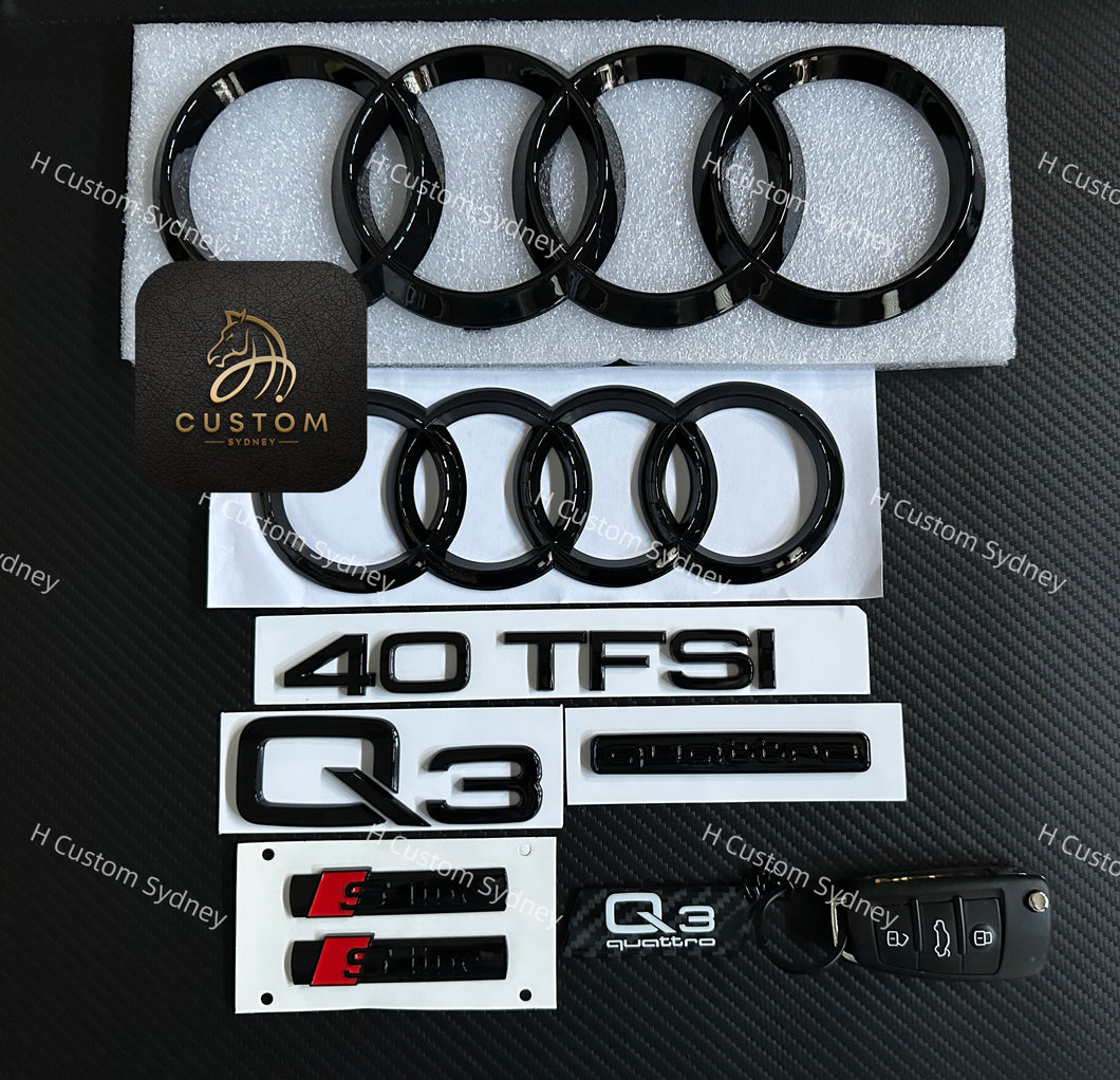 Gloss Black Q3 Badges Package For Audi Q3 40TFSI 35TFSI Exclusive Pack