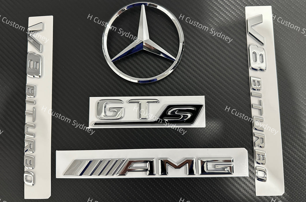 OEM Chrome GTS Badges Pack For Mercedes AMG GTS C190 Model
