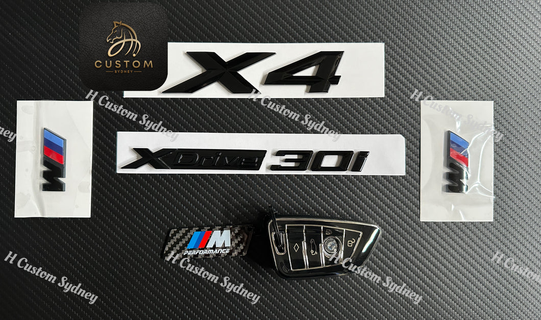 Gloss Black X3 4 Xdrive 20i 20d 30i Full Badges Emblem Package For BMW X4 G02 G02LCI 2019-2024 Exclusive Pack