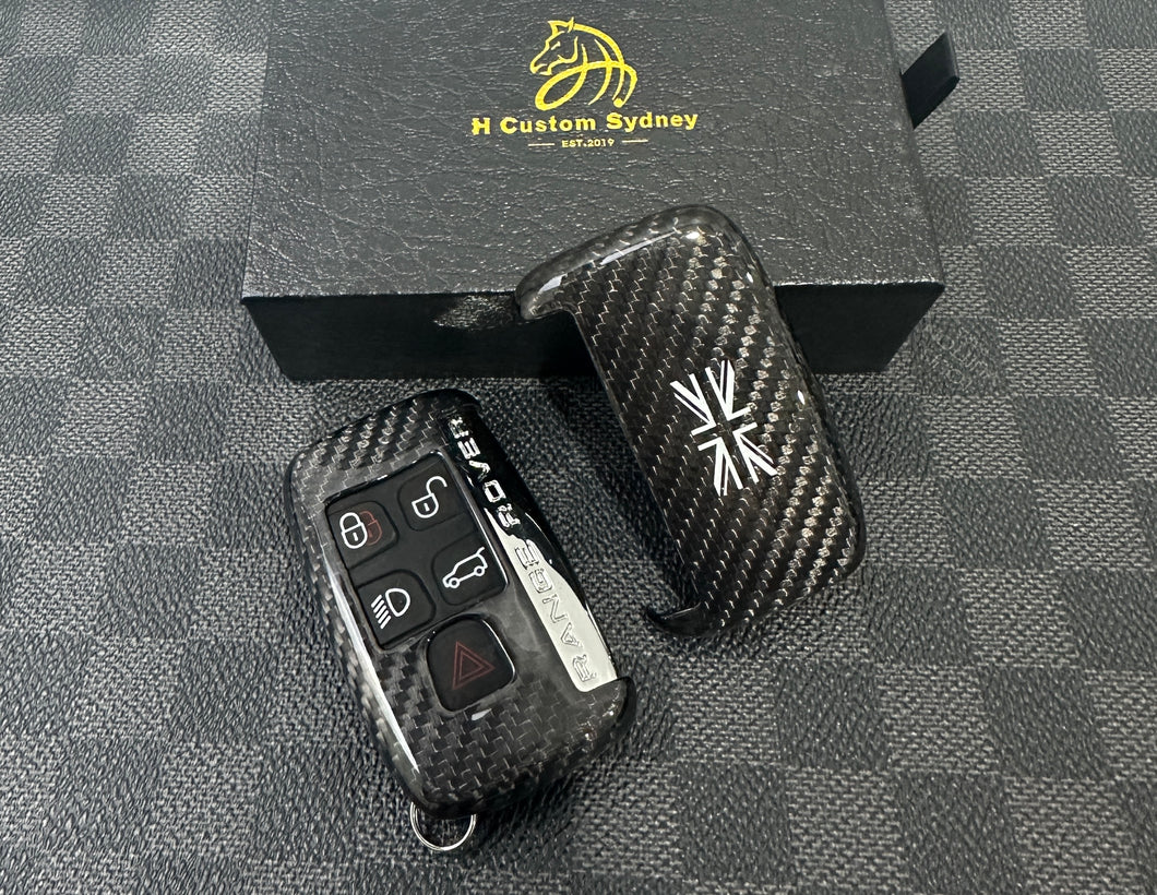 Premium Carbon Fiber Key Fob Cover Pack For Land Rover Range Rover Jaguar Models Custom Made Exclusive Edition