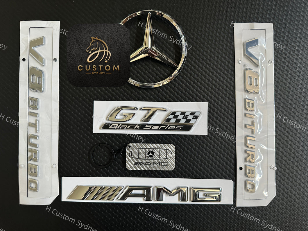 Chrome GT Black Series Badges Package For Mercedes AMG GT C190 Exclusive Pack