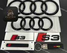 Load image into Gallery viewer, S3 Gloss Black Full Badges Emblems Package For Audi S3 8V 2014-2020 Exclusive Pack
