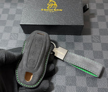 Load image into Gallery viewer, Premium Alcantara Key Case Keychain Set for Porsche Macan EV Turbo Exclusive Edition
