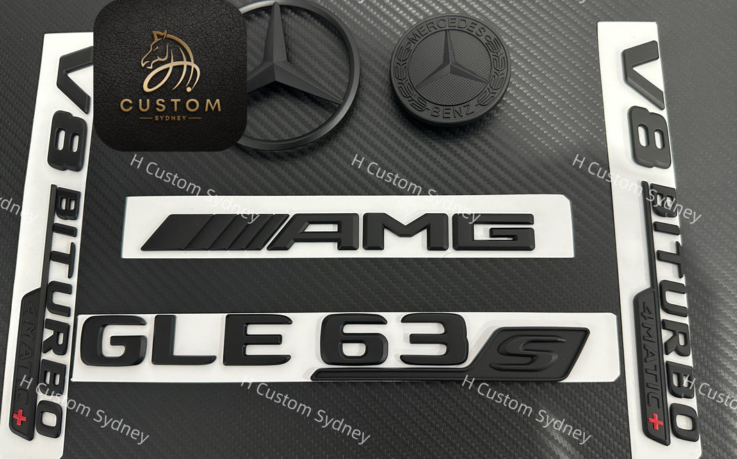 Matte Black GLE63S Full Badges Package For Mercedes GLE63S V167 C167 2019-2023 Exclusive Night Edition Pack