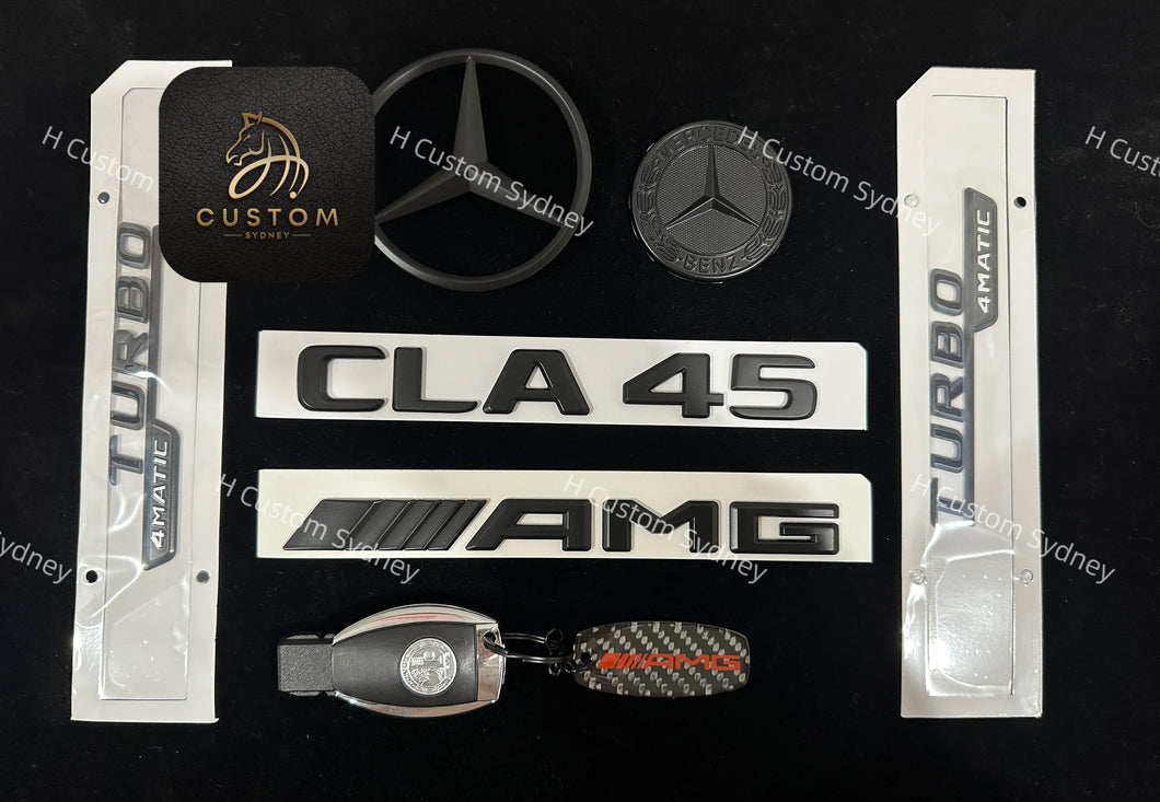 Matte Black CLA45 Badges Package For Mercedes AMG CLA45 C117 Exclusive Pack