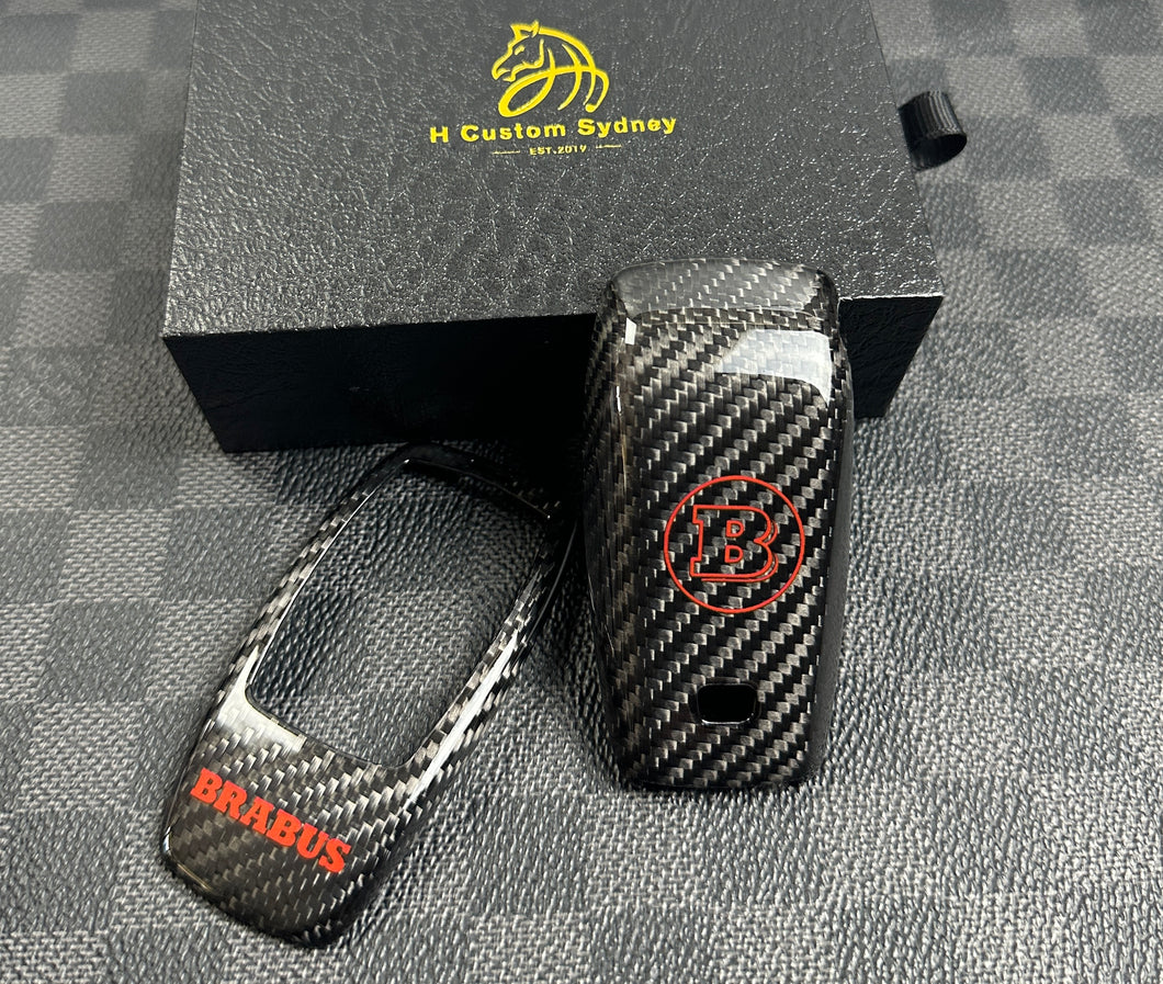 Brabus Style Premium Genuine Carbon Fiber Key Cover Case FOB For Mercedes AMG Model A45s CLA45s C63s E63S GLB35 GLC63S GLE63s C43 E53 G63 Exclusive Made