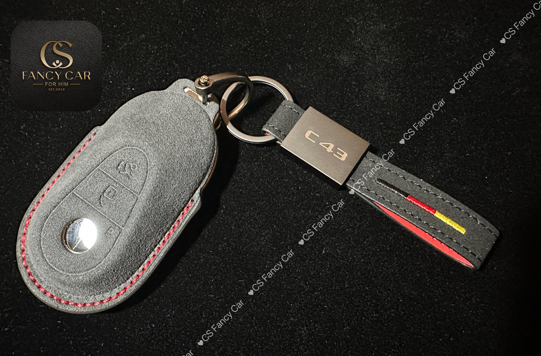 Premium Alcantara Leather Key Fob Cover Case For Mercedes C43 W206 Custom Made Exclusive Gift