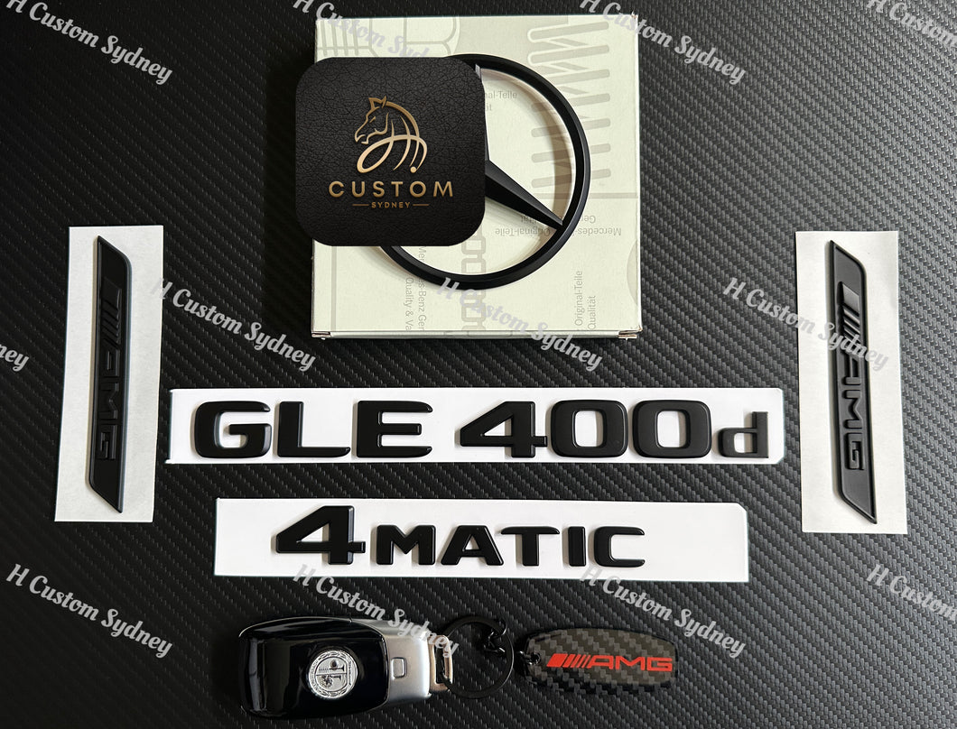 GLE400d Matte Black Full Badges Package For Mercedes GLE400d V167 AMG Model Exclusive Pack