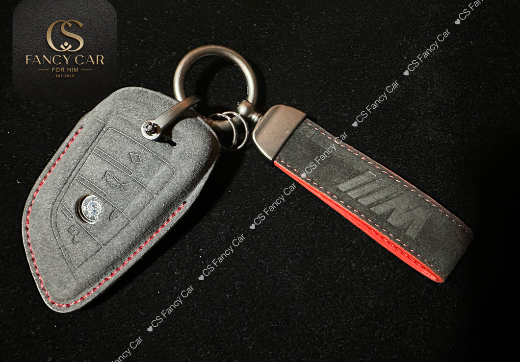 Premium Alcantara Leather Key Fob Cover Case For BMW M Sport models Custom Made Exclusive Gift