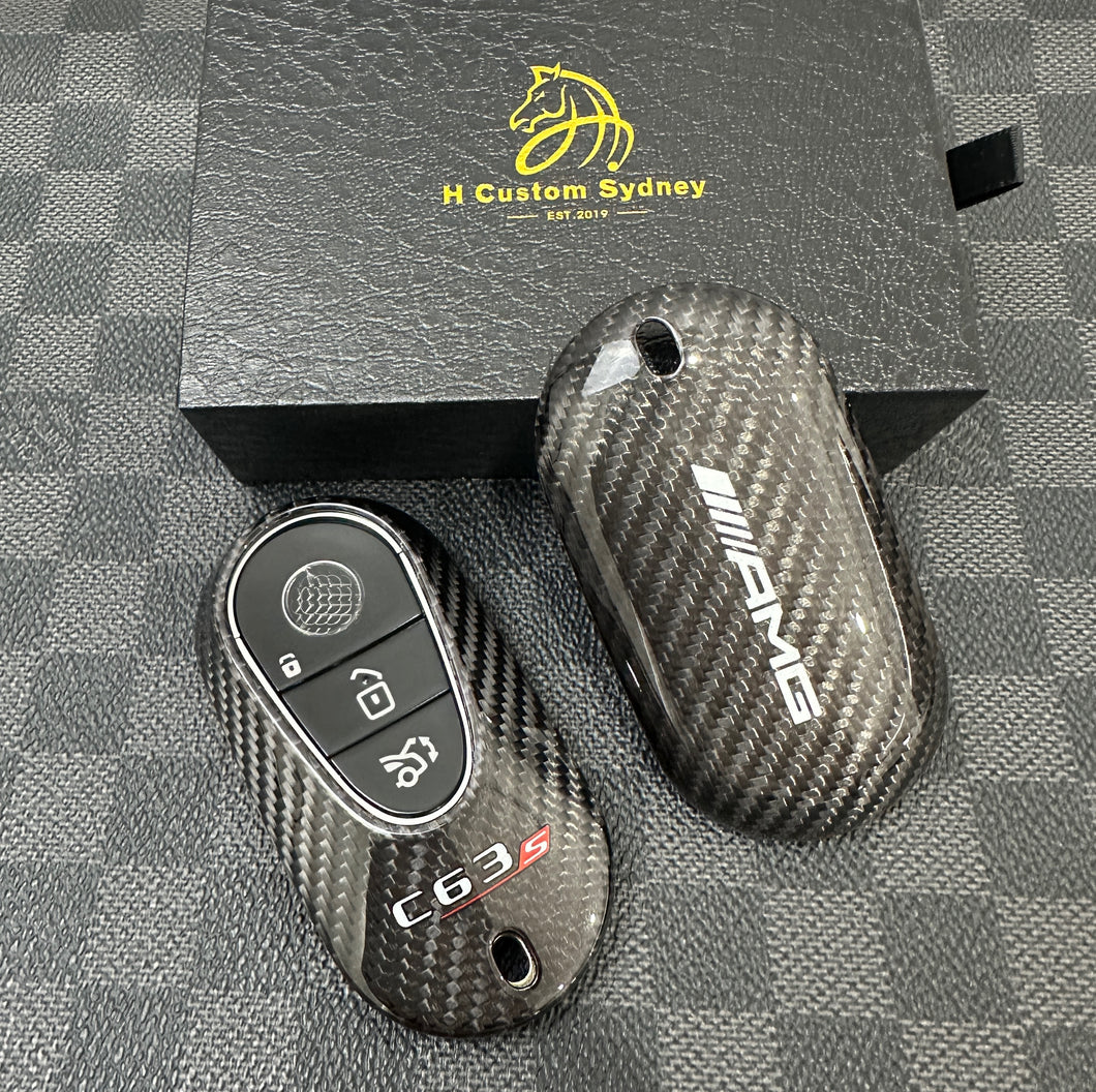 Luxury Carbon Fiber Key Fob Cover Case For Mercedes C63S AMG W206 S206 Model Custom Made Exclusive Edition