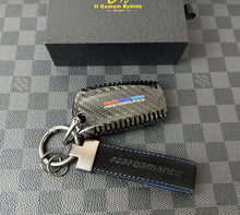 Load image into Gallery viewer, M Performance Genuine Carbon Fiber Keyring Key Fob Cover Pack For BMW M Performance Models Custom Made Exclusive Gift
