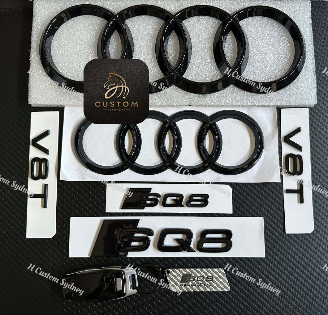 SQ8 Gloss Black Badges Package For Audi SQ8 Full Blacked Out Exclusive Pack