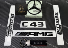 Load image into Gallery viewer, Gloss Black C43 Full Badges Emblems Package for Mercedes C43 W205 C205 S205 A205 Exclusive Pack
