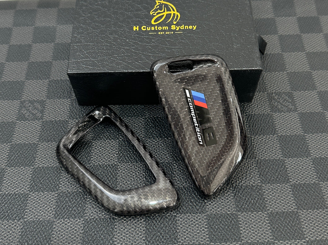 Luxury Genuine Carbon Fiber Keyring Key Fob Cover Kit For BMW M8 Competition Custom Made Exclusive Edition