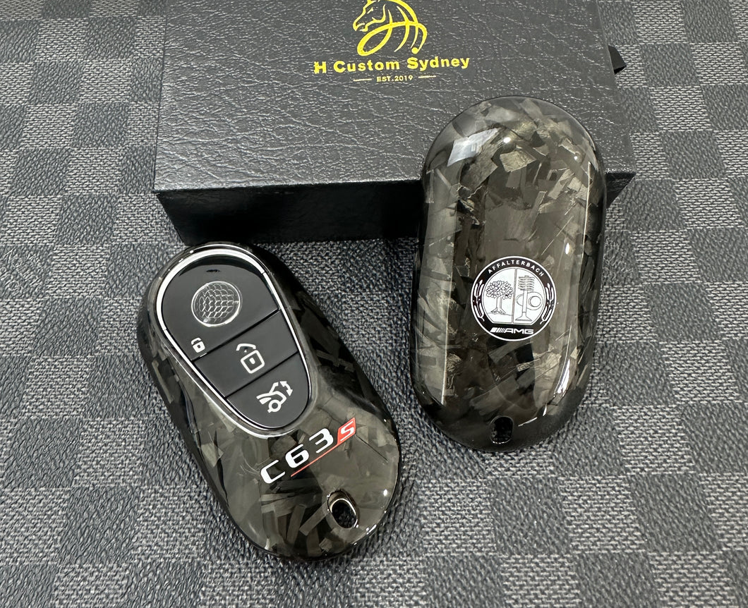 Luxury Forged Carbon Fiber Key Fob Cover Case For Mercedes C63S AMG W206 S206 Model Custom Made Exclusive Edition