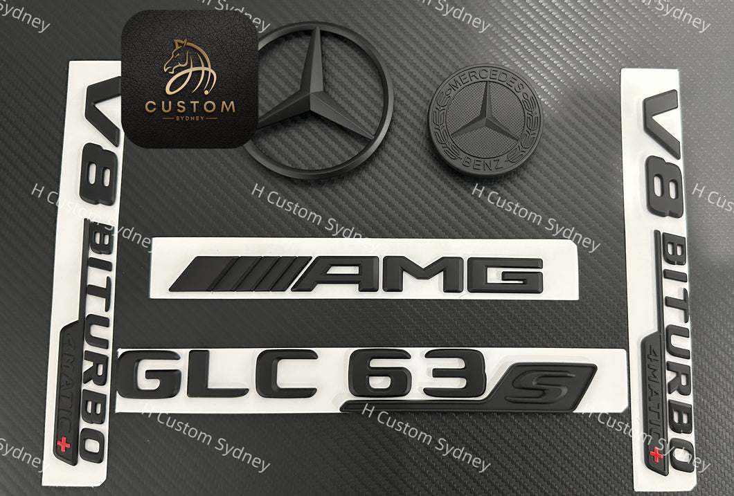 GLC63S Matte Black Badges Package For Mercedes GLC63S X253 C253 2019-2023 Exclusive Night Edition Pack