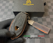 Load image into Gallery viewer, Premium Alcantara and Nappa Leather Key Fob Cover Case Keychain Pack For Lamborghini Urus Custom Made Exclusive Edition
