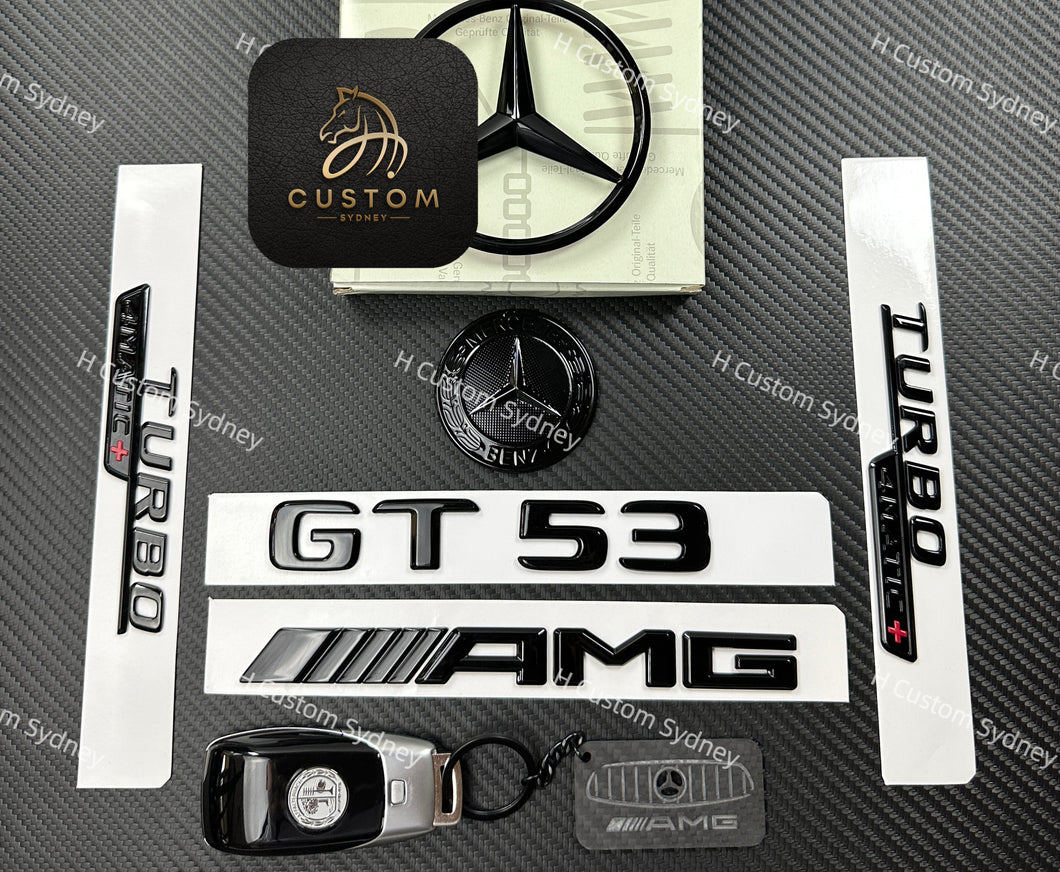 Gloss Black Full Badges Package For Mercedes AMG GT53 X290 Exclusive Pack