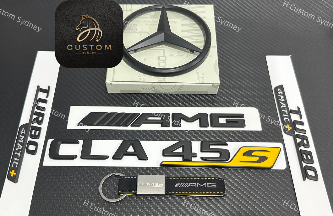 CLA45S Matte Black Full Badges Emblems Package For Mercedes CLA45S C118 Exclusive Edition One Pack
