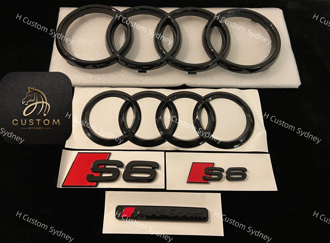 Gloss Black S6 Badges Package For Audi S6 C7 C8 Exclusive Pack