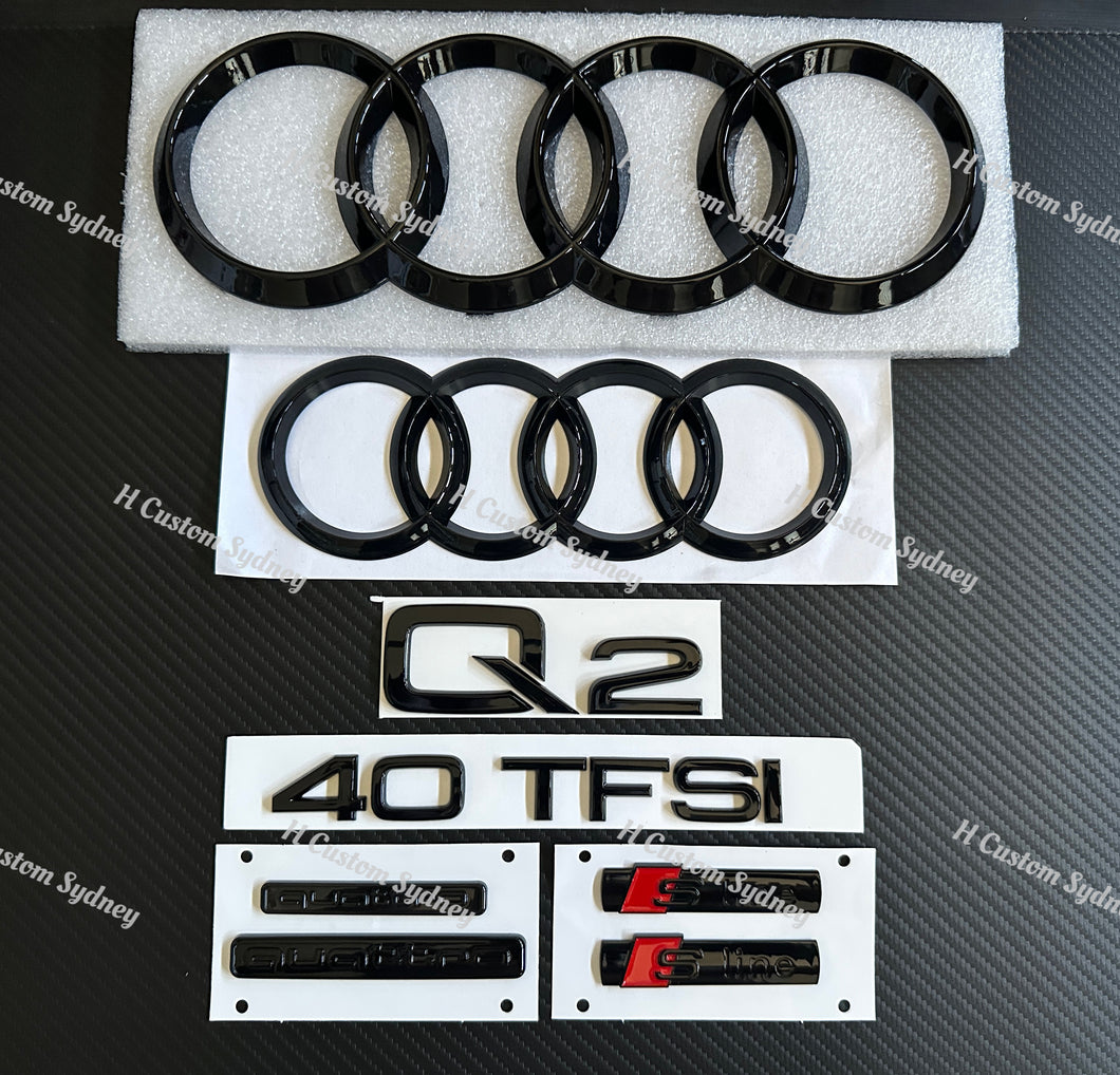 Gloss Black Q2 Badges Package For Audi Q2 35TFSI 40TFSI Exclusive Pack