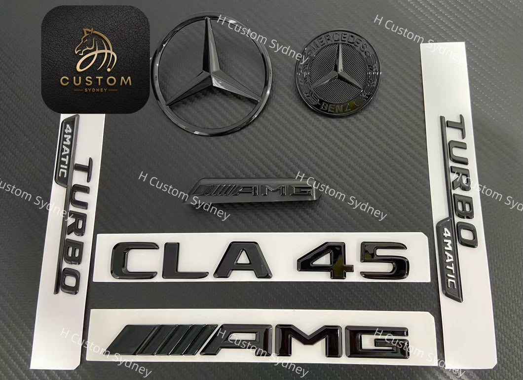 Gloss Black CLA45 Badges Package For Mercedes AMG CLA45 C117 Exclusive Pack