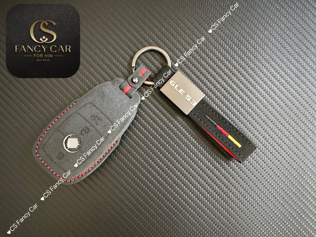 GLE53 Premium Alcantara Leather Key Fob Cover Case For Mercedes GLE53 Custom Made Exclusive Gift