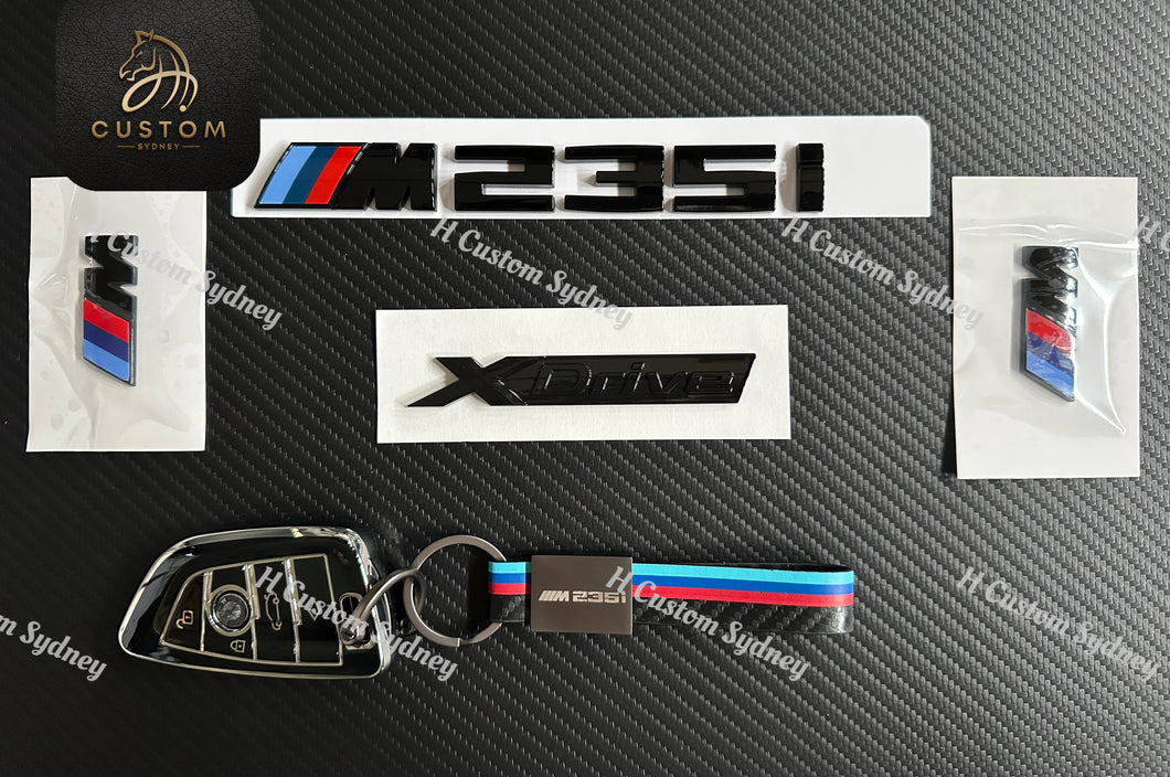 Gloss Black M235i Full Badges Emblem For BMW M235i F44 2019-2024 Exclusive Pack