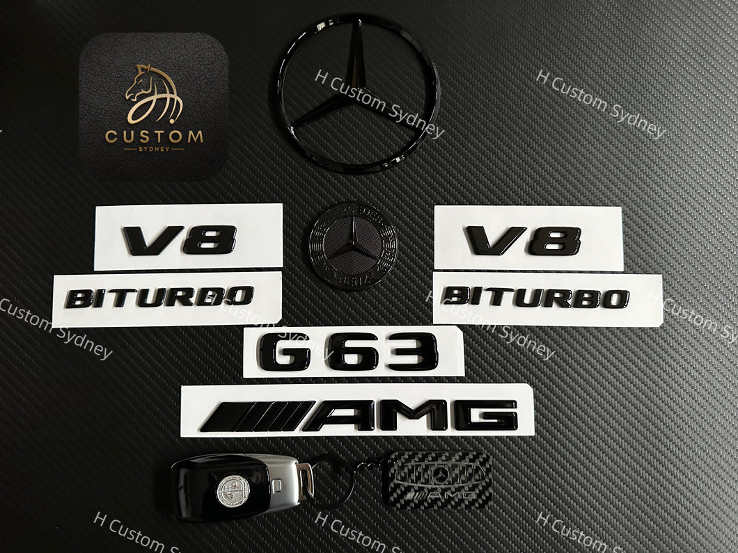 Gloss Black G63 Badges Package For Mercedes G63 AMG W463 W464 2013-2023 models Exclusive Pack