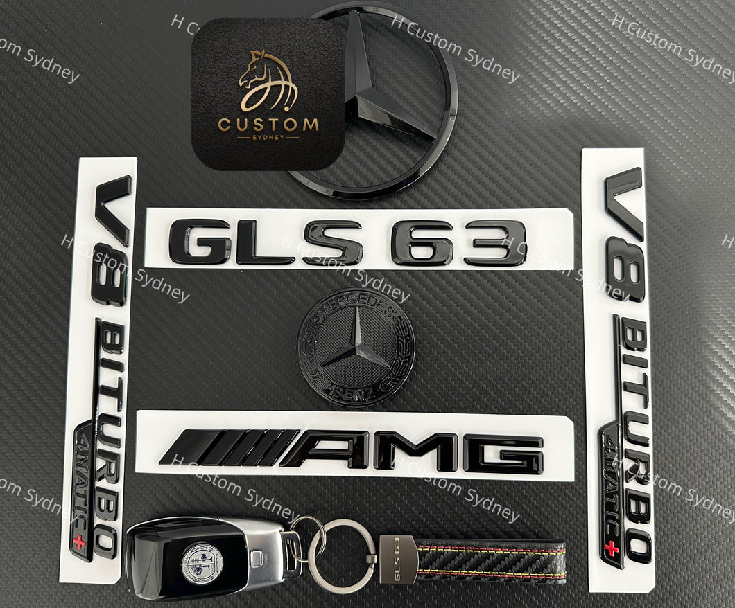 Gloss Black GLS63 Badges Package For Mercedes GLS63 X167 2021-2024 Exclusive Pack