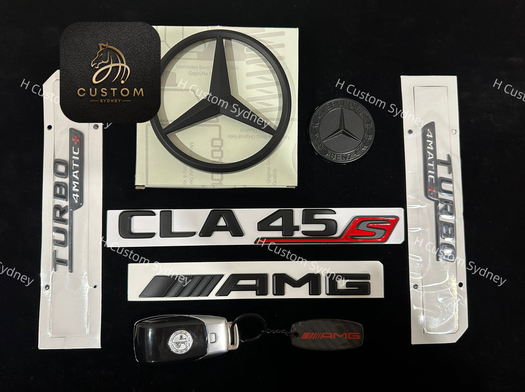 Matte Black CLA45S Full Badges Package For Mercedes CLA45S C118 Exclusive Pack