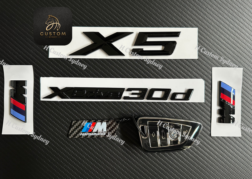 Gloss Black X5 Xdrive 30d Full Badges Emblem For BMW X5 G05 G05 LCI 2019-2024 Exclusive Pack