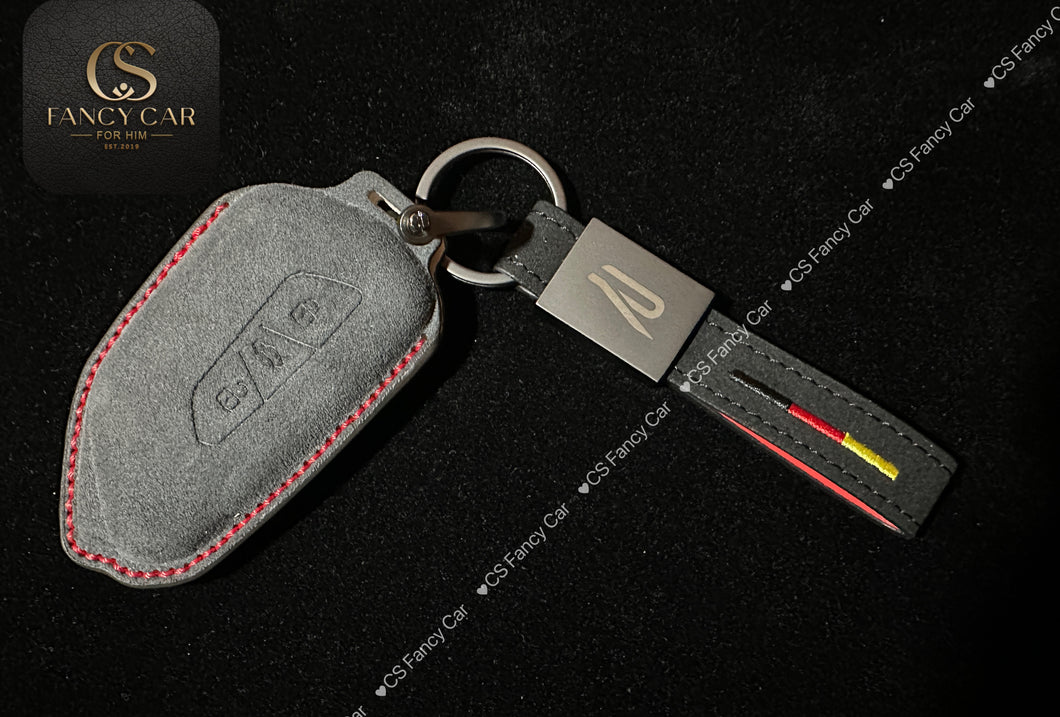 Premium Alcantara Leather Key Fob Cover Case For VW Golf R 8th Generation Custom Made Exclusive Gift