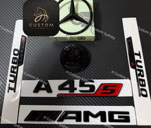 Load image into Gallery viewer, A45S Gloss Black Full Black Badges Emblems Package For Mercedes A45S W177 2023+ Model Exclusive Night Edition Pack
