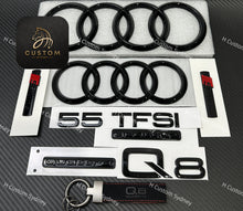 Load image into Gallery viewer, Q8 Gloss Black Full Badges Package For Audi Q8 Quattro 55TFSI 50TDI Exclusive Pack
