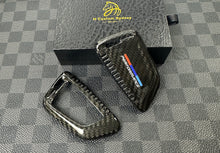 Load image into Gallery viewer, Genuine Carbon Fiber Keyring Key Fob Cover Pack For BMW M Performance Models Custom Made Exclusive Gift
