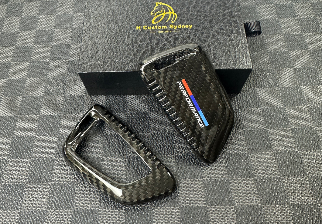 Genuine Carbon Fiber Keyring Key Fob Cover Pack For BMW M Performance Models Custom Made Exclusive Gift