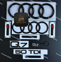 Load image into Gallery viewer, Gloss Black Q7 Badges Package For Audi Q7 50TDI 45TDI New Model 2019-2023 Exclusive Pack
