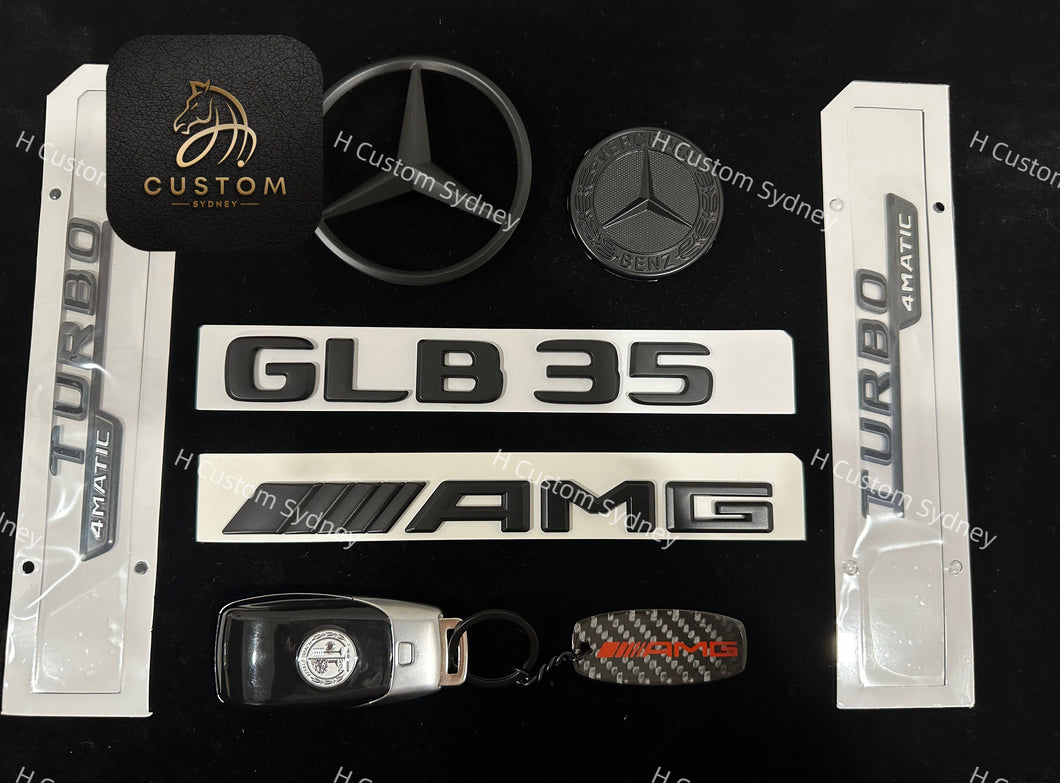 GLB35 Matte Black Full Badges Package For Mercedes GLB35 AMG Exclusive Pack