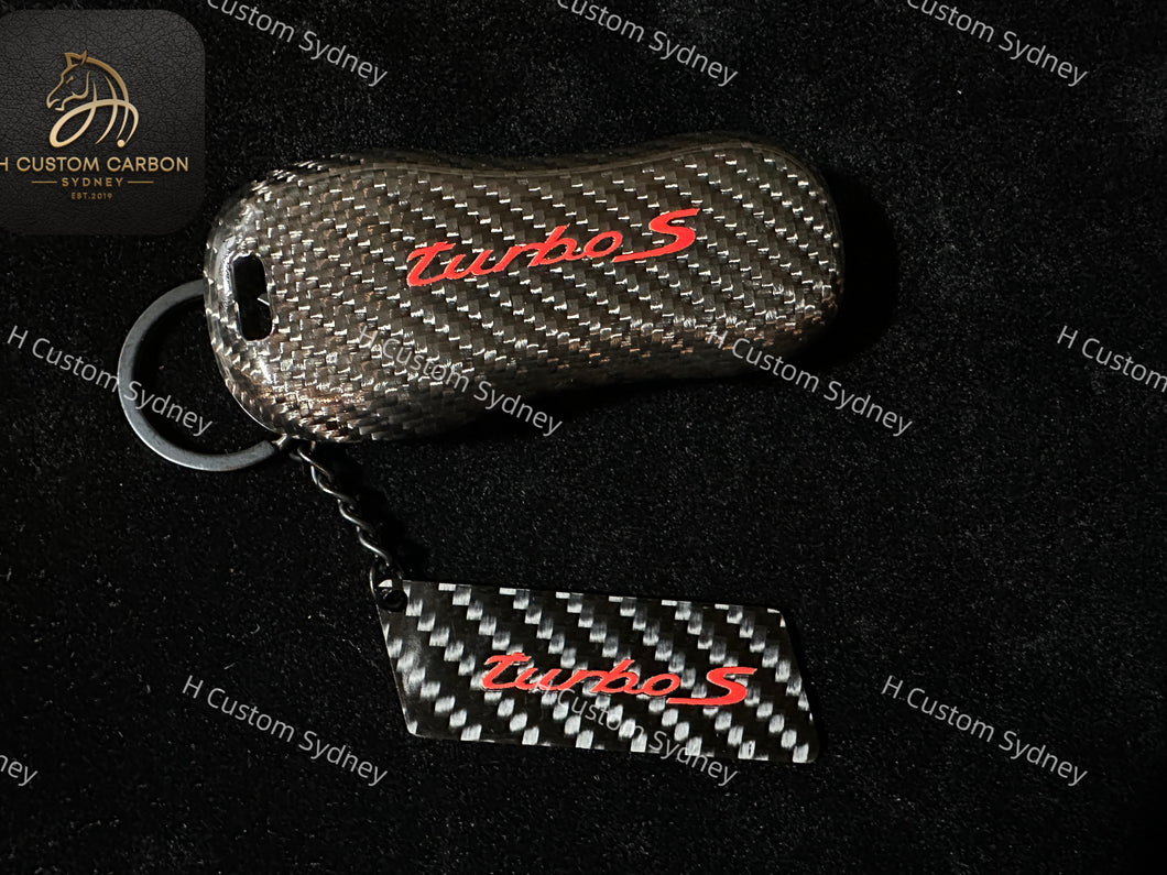 Premium Fiber Key Fob Cover Case For Porsche Turbo S Exclusive Gift