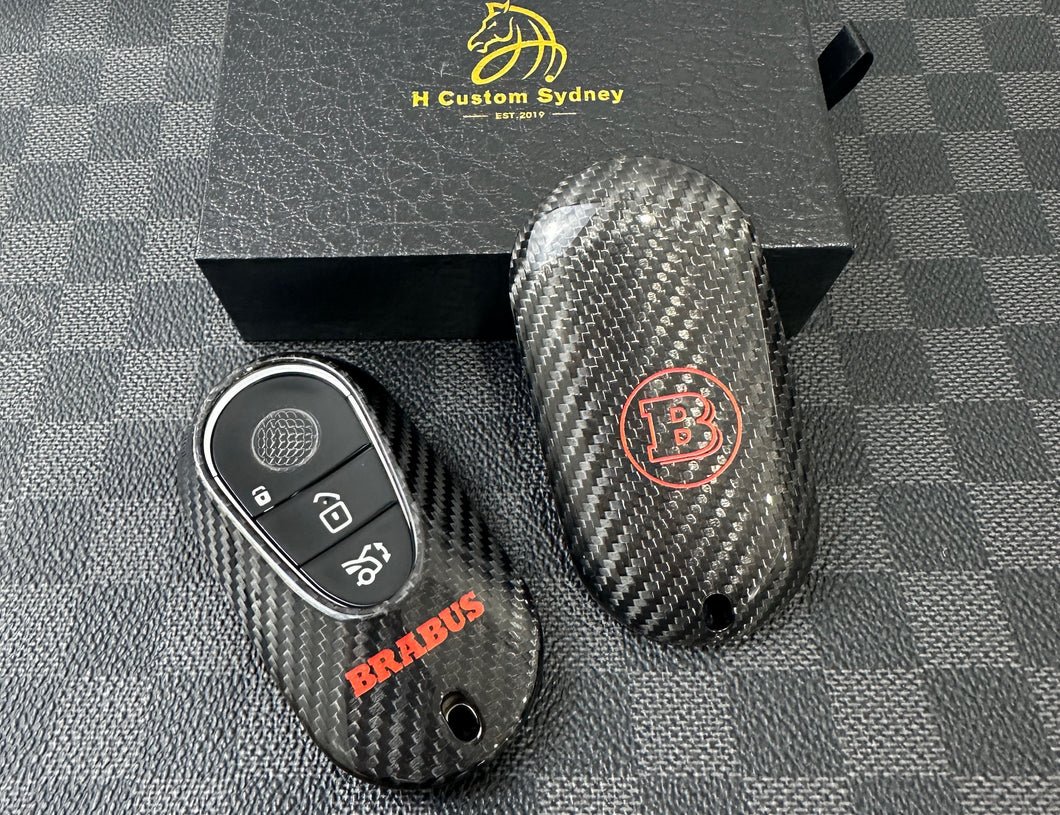 Brabus Style Luxury Carbon Fiber Key Fob Cover Case For Mercedes AMG New C E GLC S EQ Class W206 X254 W223 C236 W214 X290 Exclusive Made