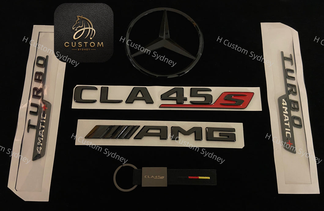 Gloss Black CLA45S Full Badges Package For Mercedes CLA45S C118 Exclusive Pack