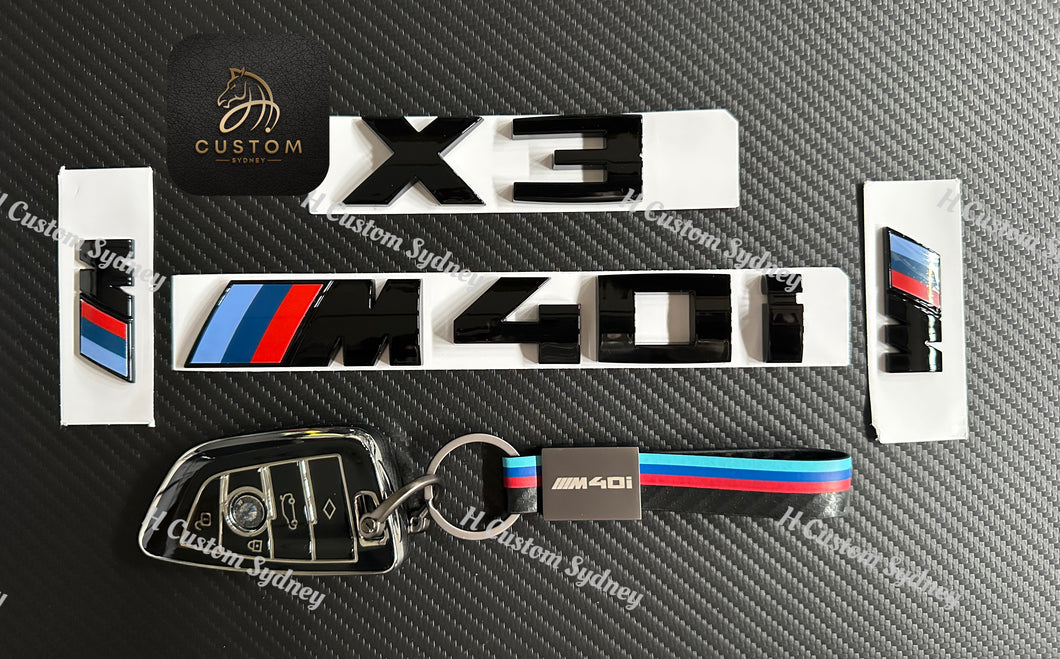 Gloss Black X3 M40i Full Badges Emblem For BMW X3 G01 G01 LCI 2018-2023 Exclusive Pack