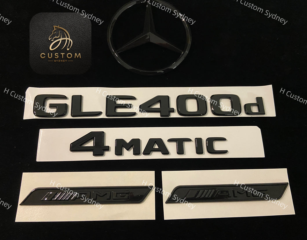 GLE400d Gloss Black Full Badges Package For Mercedes GLE400d V167 Model Exclusive Pack